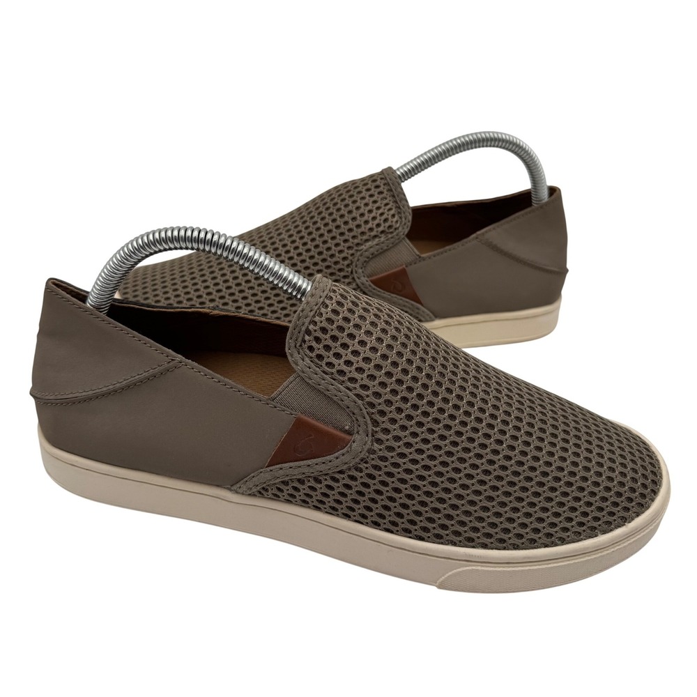 OluKai Pehuea Slip On Mesh Shoes Travel Casual Women 9 Olive Green Comfort Beach
